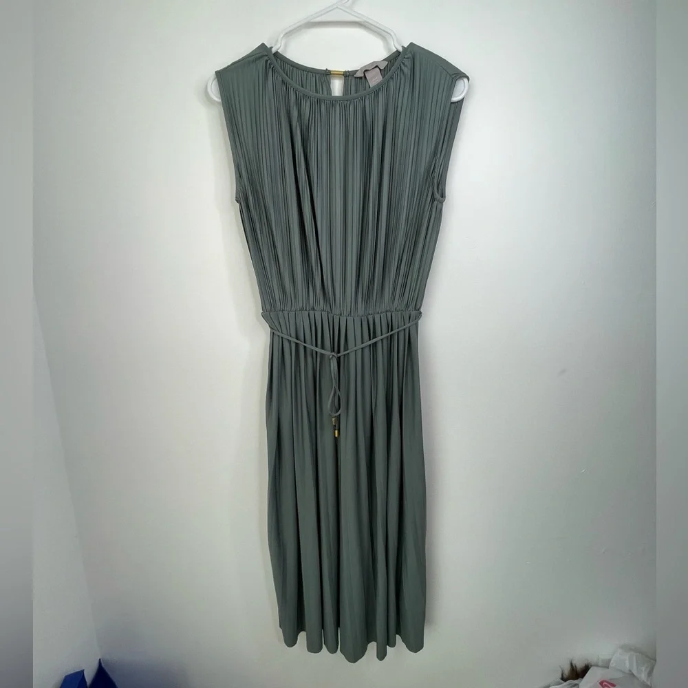 H&M green pleated midi formal  dress size XS